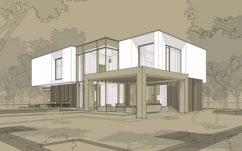 现代别墅草图图片