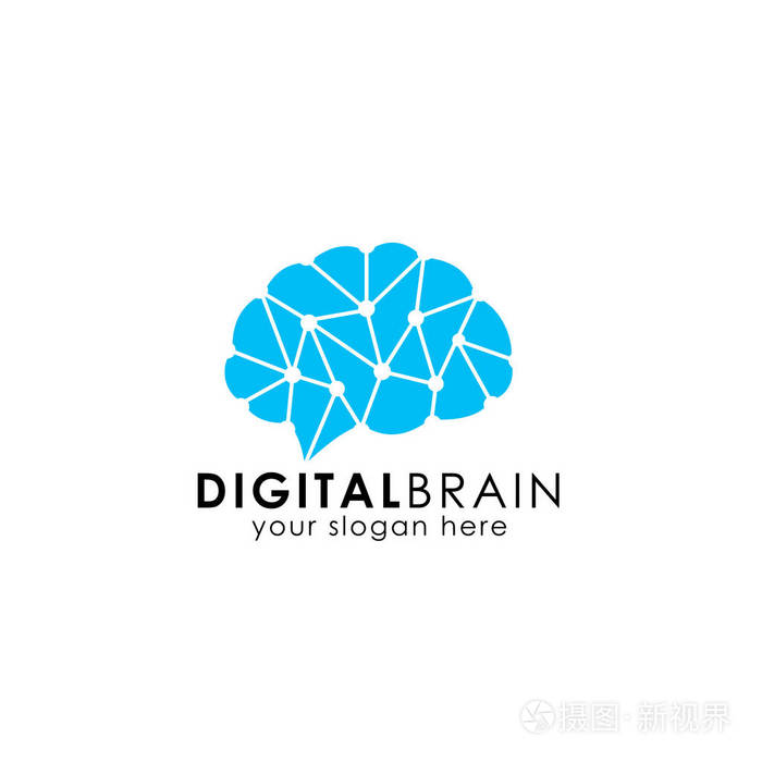 大脑枢纽标志设计大脑连接标志数字脑矢量图示