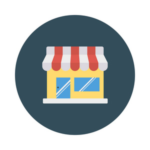 商店平面风格图标矢量插图插画