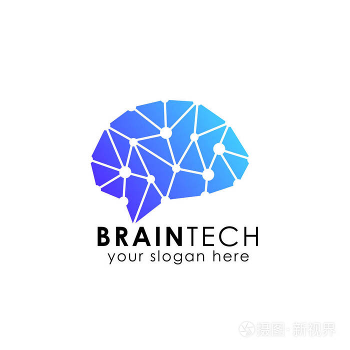 脑连接标志矢量图标数字大脑大脑枢纽标志设计