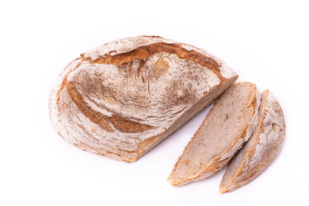 s bread with slices, isolated on white background.