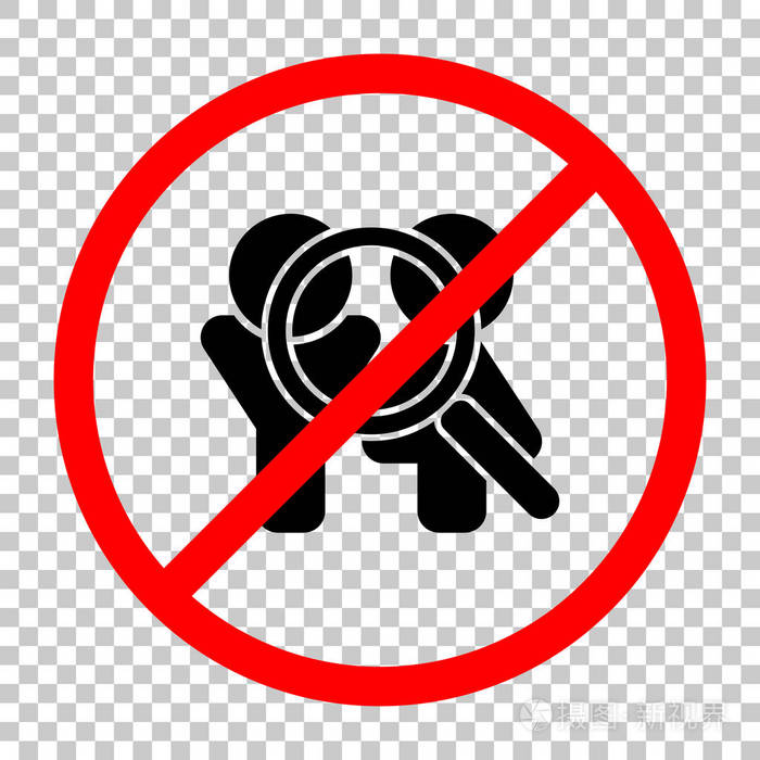 不允许带有透明背景的红色警告标志的黑色物体