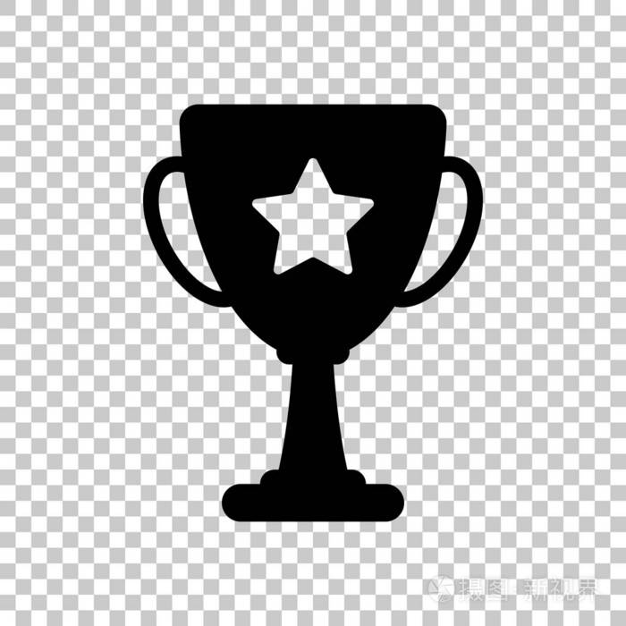 冠军杯与明星简单的图标在透明的背景上