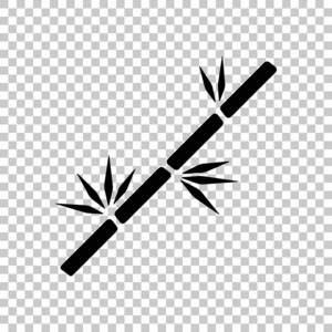 竹枝图标。 透明背景下的黑色符号