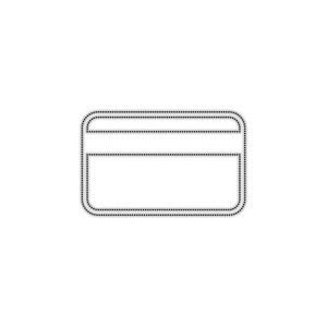 简单的信用卡图标。 带有白色背景阴影的虚线轮廓轮廓