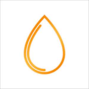 水滴图标。 带有白色背景的低光橙色标志