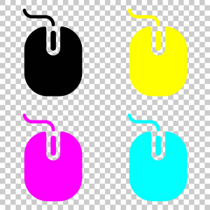 电脑鼠标图标。 彩色CMYK图标在透明背景上。