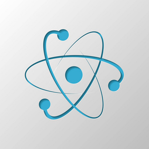 科学原子符号标志简单图标. 纸张设计. 带有阴影的切割符号照片