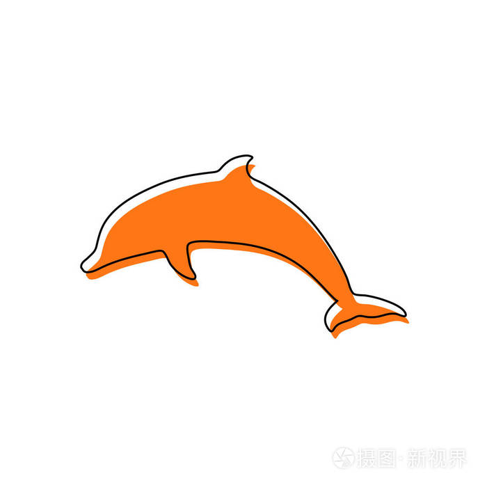 海豚的剪影 由黑色薄轮廓和橙色组成的孤立图标在不同的层上移动填充 白色背景插画 正版商用图片1621ce 摄图新视界 海豚的剪影 由黑色薄轮廓和橙色组成的孤立图标在不同的层上移动填充 白色背景插画 正版商用图片1621ce 摄图新视界