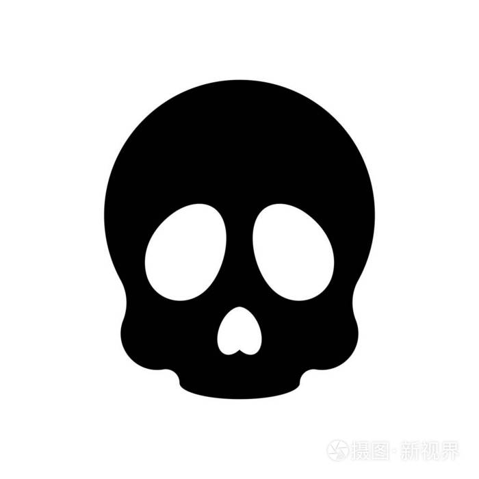 简单的头骨图标. 白底黑字