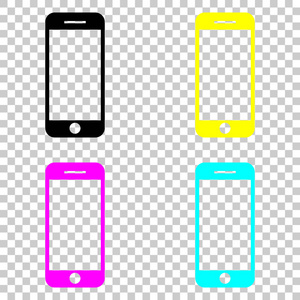 手机图标。 彩色CMYK图标在透明背景上。