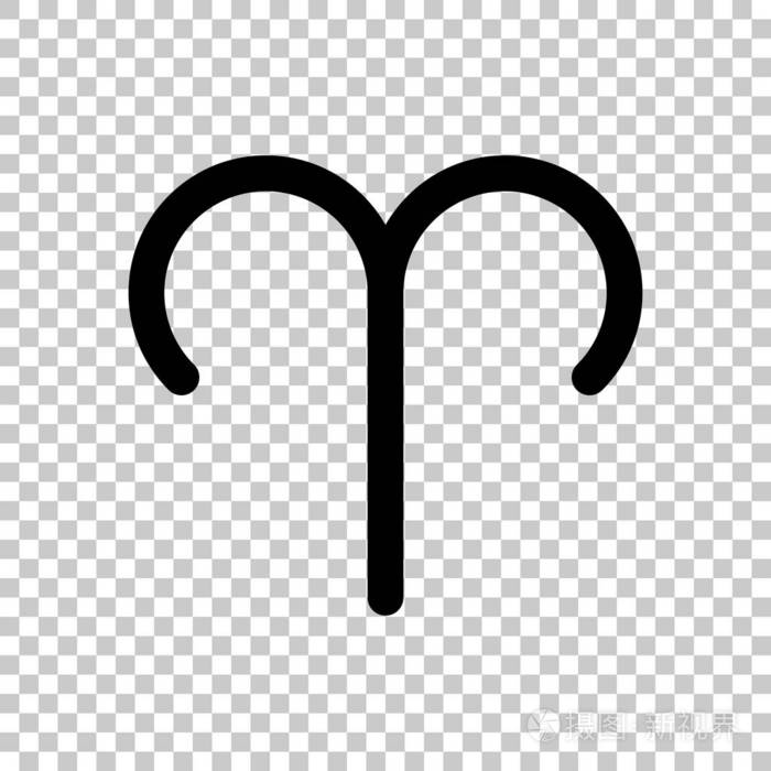 白羊座简单的图标. 在透明的背景上.