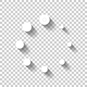 简单的加载符号. 带有透明背景阴影的白色图标照片