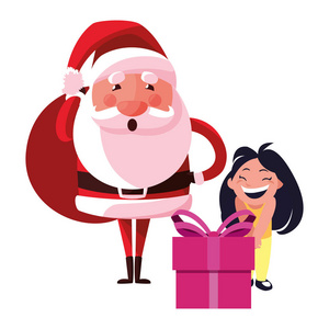 圣诞圣诞老人与女孩和礼物