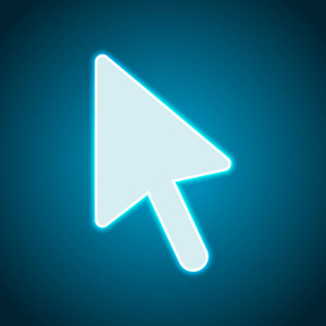 计算机鼠标箭头图标. 霓虹灯风格. 轻装饰图标. 明亮的电气符号照片