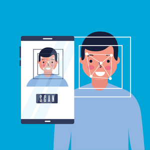 人脸扫描生物识别数字技术照片