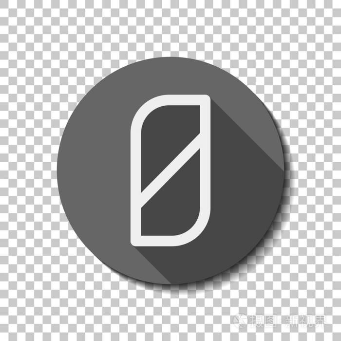 数字0数词零. 平图标长阴影圈透明网格. 徽章或贴纸样式
