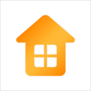 简单的房子图标。 带有白色背景的低光橙色标志
