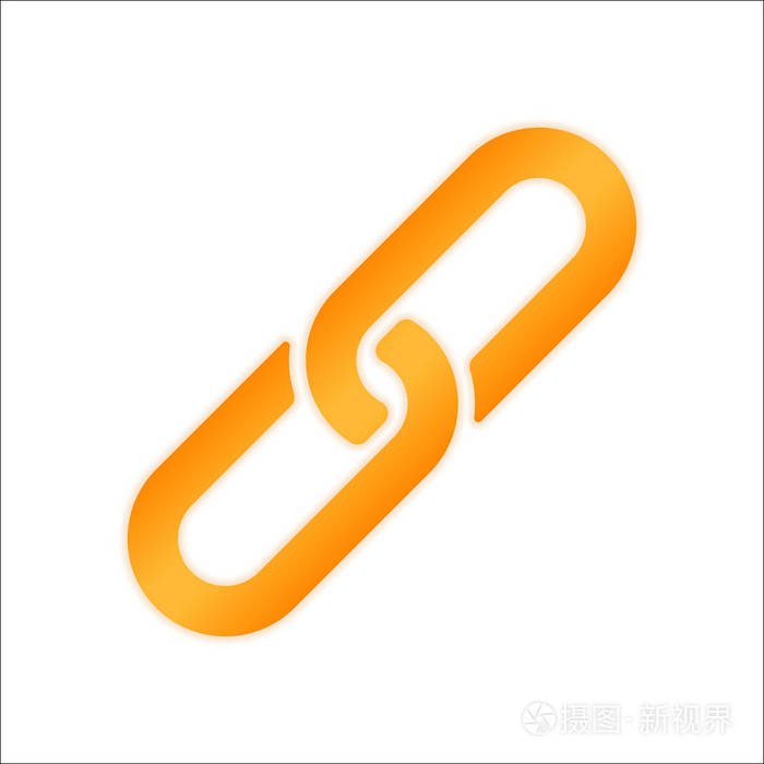 链接图标. 超链接链符号. 简单的图标. 带有白色背景的低光橙色标志插