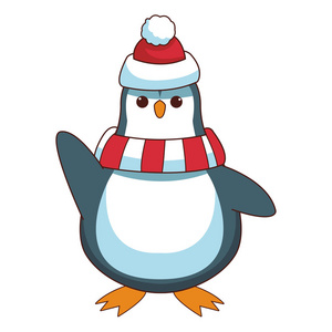 企鹅与帽子和围巾动画片
