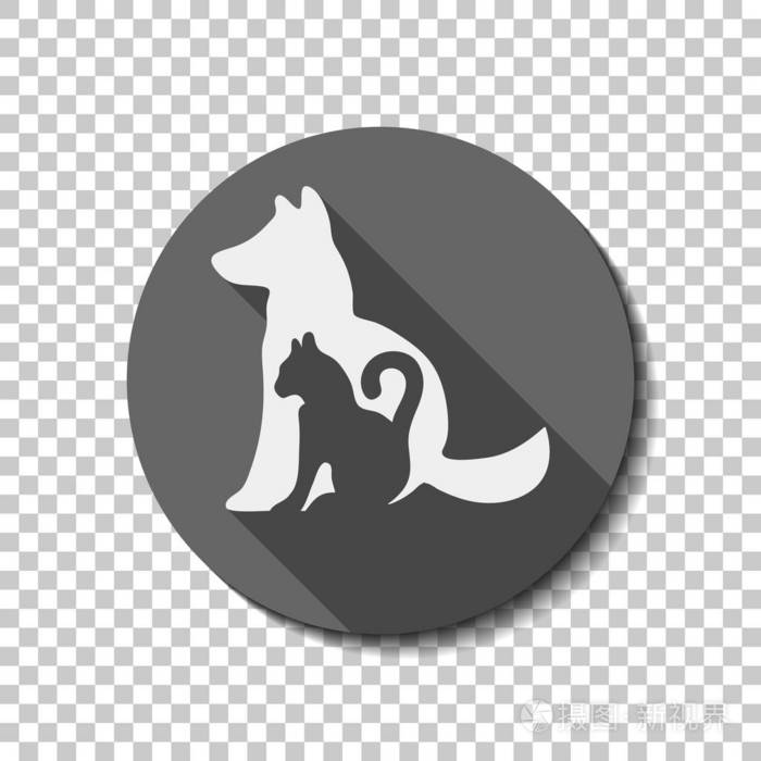 猫和狗图标 白色平面图标 在透明背景上有圆形的长阴影插画 正版商用图片1627wz 摄图新视界 猫和狗图标 白色平面图标 在透明背景上有圆形的长阴影插画 正版商用图片1627wz 摄图新视界