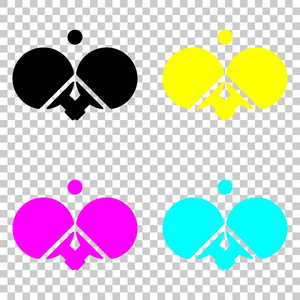 乒乓球图标。 彩色CMYK图标在透明背景上。