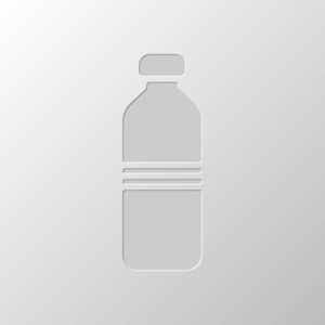 瓶装水简单图标。 纸张设计。 切割符号。 深坑风格