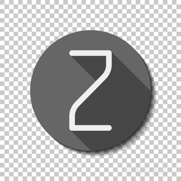 数字2,数字2.平面图标,长阴影,圆圈,透明网格.徽章或贴纸样式