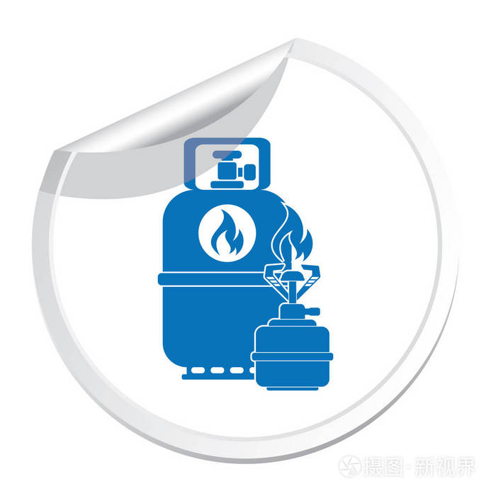 露营炉子与煤气瓶图标平面图标隔离矢量图象