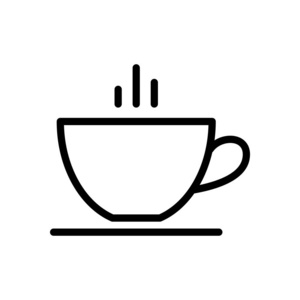 简单的咖啡或茶帽。 细轮廓的线性图标