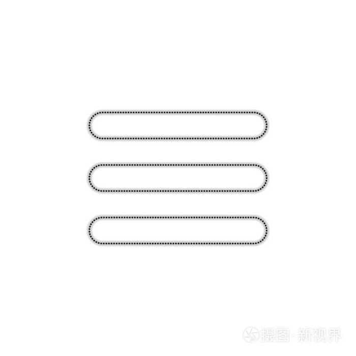 汉堡菜单. 网页图标. 带有白色背景阴影的虚线轮廓轮廓