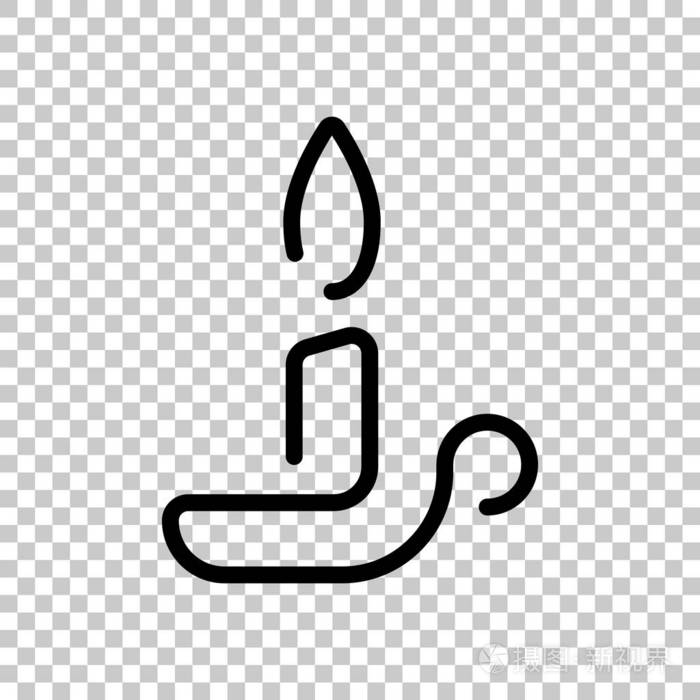 简单的轮廓蜡烛图标一条线的风格在透明的背景上