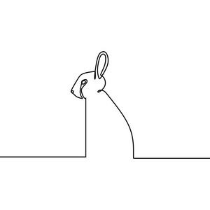 兔子一个连续线艺术绘图矢量插图