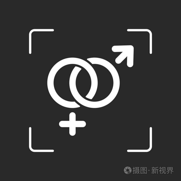 性别符号线性符号简单的男人和女人图标相机中的白色物体自动聚焦在