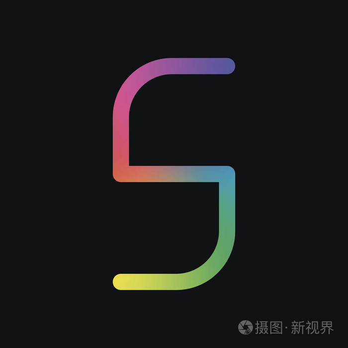 数字5数字第五彩虹色和深色背景