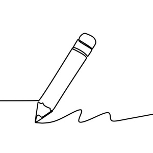 铅笔矢量插图与连续的单线图隔离在白色背景上。