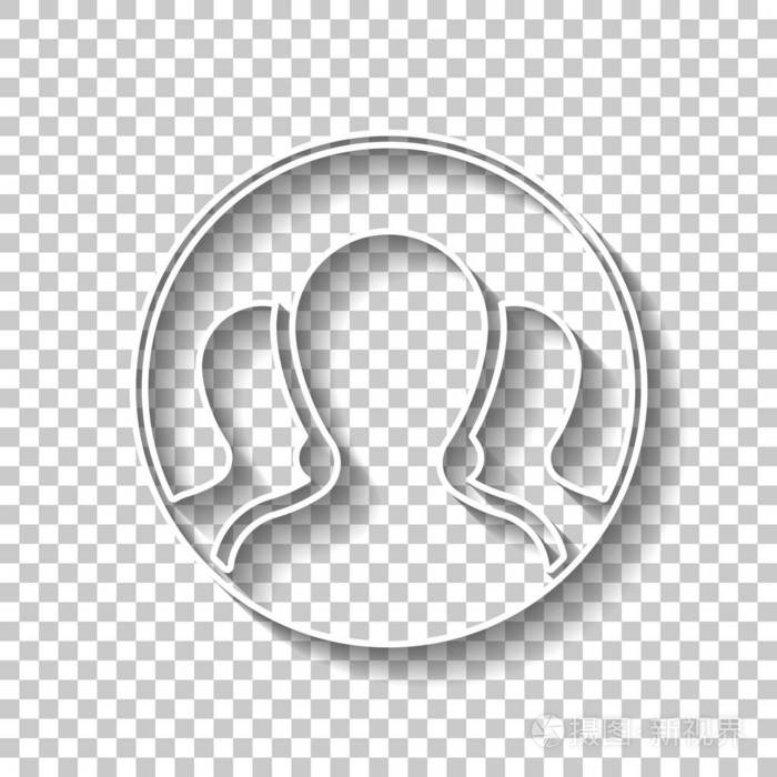 团队围成圈的人很少. 白色轮廓标志,阴影透明背景