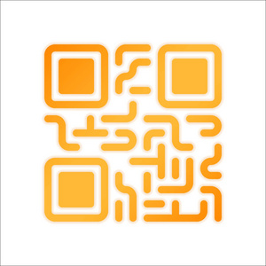 QR代码。 技术图标。 带有白色背景的低光橙色标志