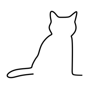 猫轮廓，一线绘图矢量插图