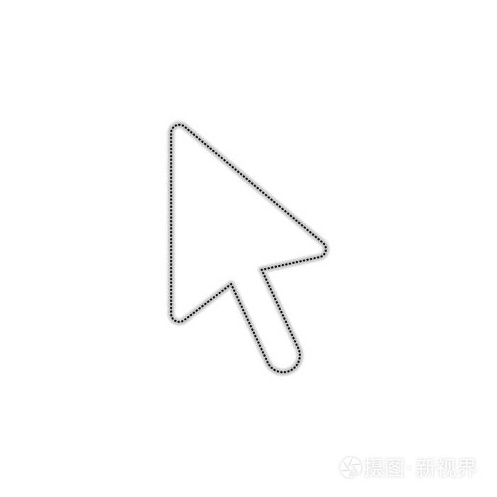 插画 计算机鼠标箭头图标. 带有白色背景阴影的虚线轮廓轮廓.eps