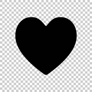 简单的心脏图标。 透明背景上的黑色图标。