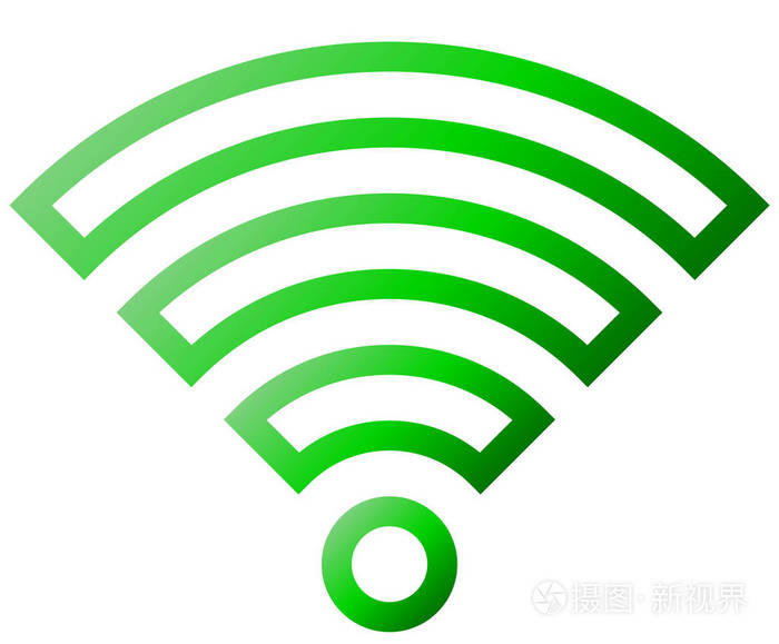 wifi符号图标绿色轮廓梯度孤立矢量插图插画-正版商用图片162dkv-摄图