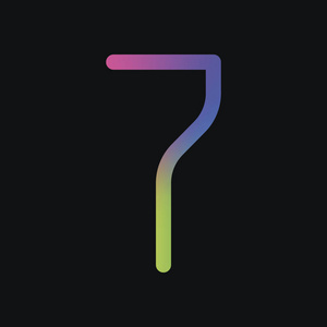 彩虹字母对数板数字7数字第七. 彩虹色和深色背景照片