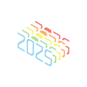 堆的数字2025年数字图标. 新年快乐.