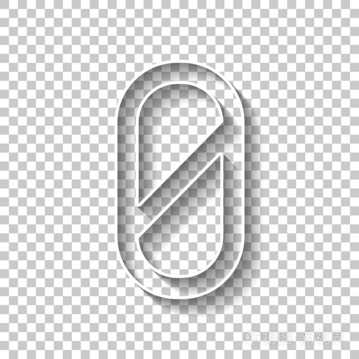 数字零数字简单字母白色轮廓标志阴影透明背景