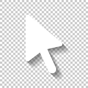 计算机鼠标箭头图标.透明背景上有阴影的白色图标照片