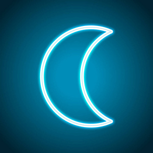 简单的月亮.天气符号.具有细轮廓的线性图标.霓虹灯风格.