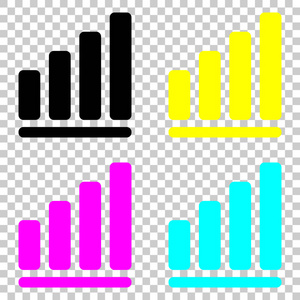 增长的图形线图标。 彩色CMYK图标在透明背景上。