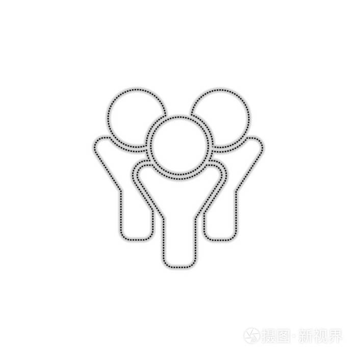 团队组图标带有白色背景阴影的虚线轮廓轮廓