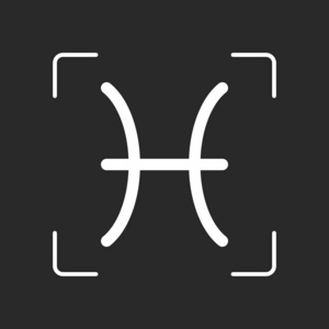 简单双鱼画画占星术标志. 双鱼座简单图标.